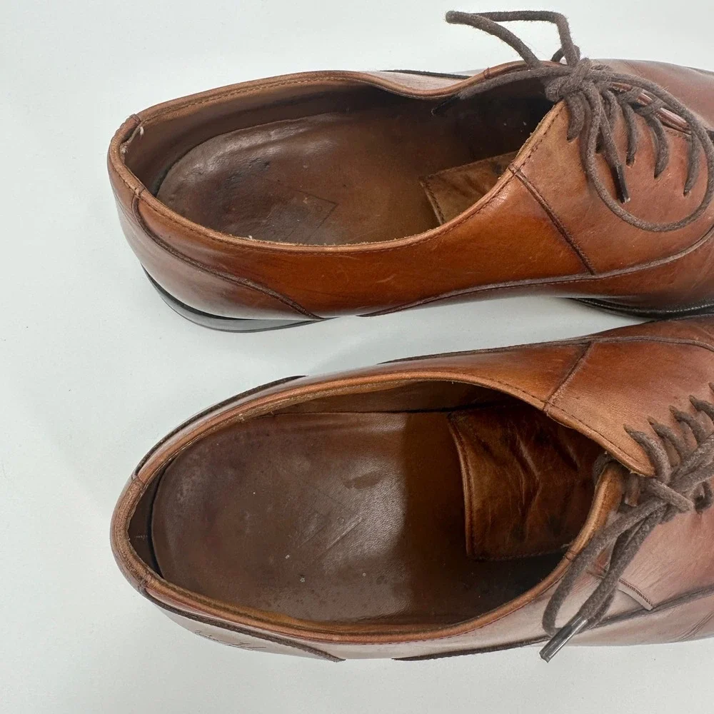 John Fluevog‎ Twin Turbine 211 Men Brown Leather Oxford Dress Shoes CA14 10M